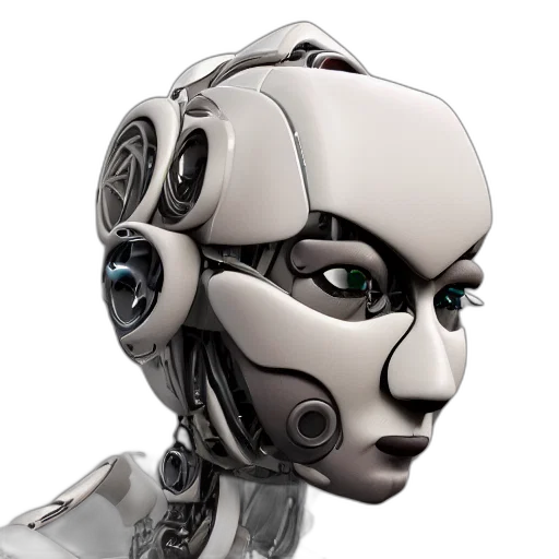 robot, face, 3d render, concept art transparent PNG cut-out
