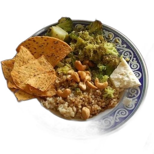 food, plate, broccoli, rice transparent PNG cut-out