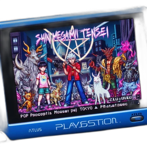 pixel art, screenshot, shin, megami transparent PNG cut-out