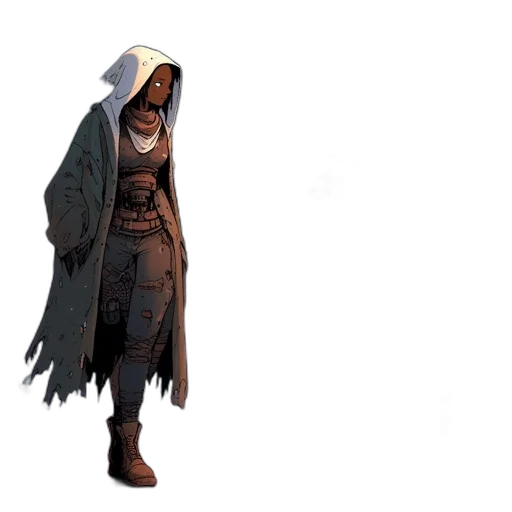 jacket, staff, mask, weapon transparent PNG cut-out