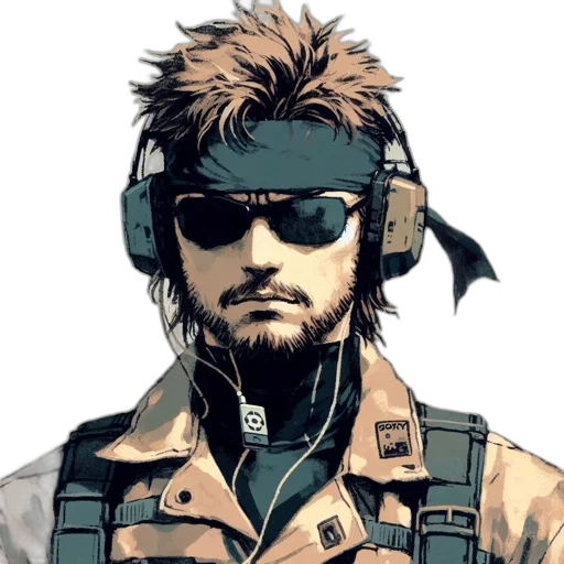 jacket, staff, face, comic book art transparent PNG cut-out