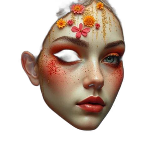 face, mask, crown, flower transparent PNG cut-out