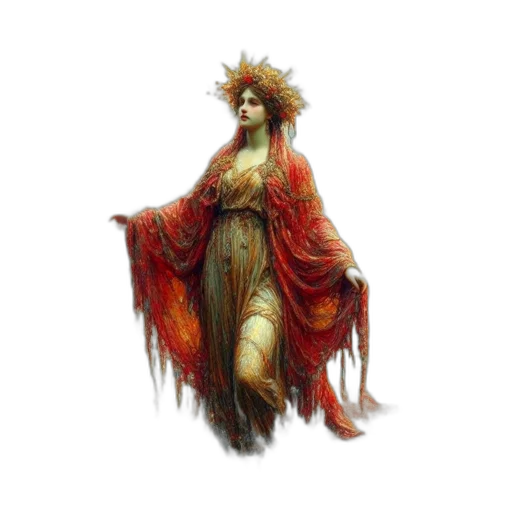dress, crown, staff, fantasy art transparent PNG cut-out