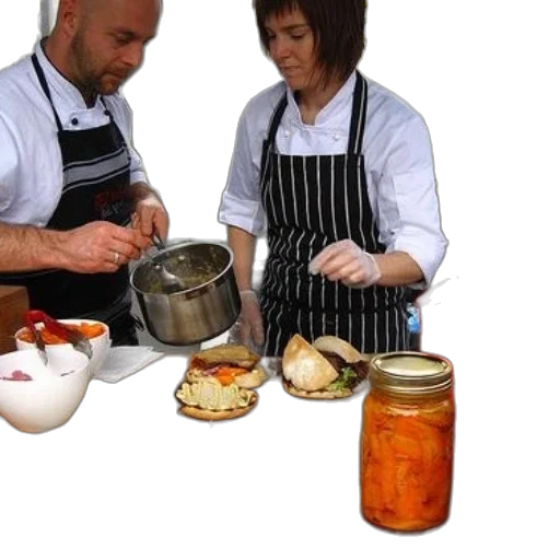 food, two, chefs, prepare transparent PNG cut-out