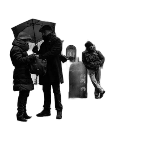 umbrella, jacket, hat, staff transparent PNG cut-out
