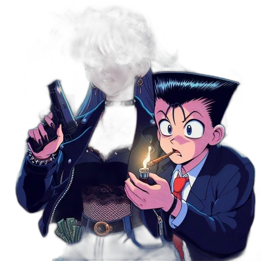 jacket, staff, weapon, hat transparent PNG cut-out