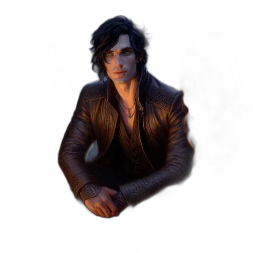 jacket, face, staff, weapon transparent PNG cut-out