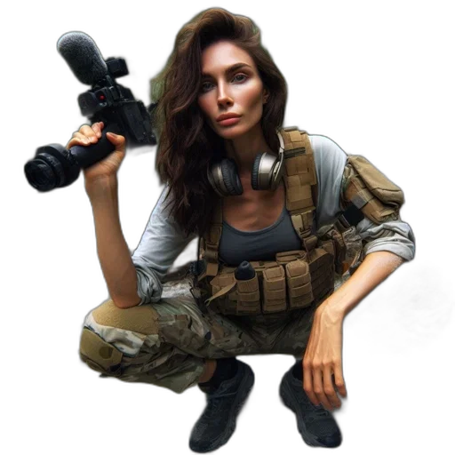 weapon, staff, face, jacket transparent PNG cut-out