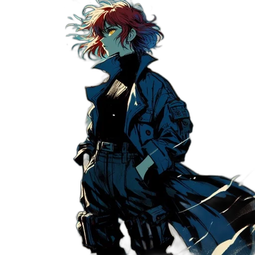 jacket, staff, concept art, comic book art transparent PNG cut-out