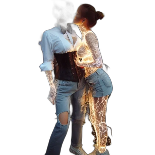 jacket, mask, staff, photorealistic transparent PNG cut-out
