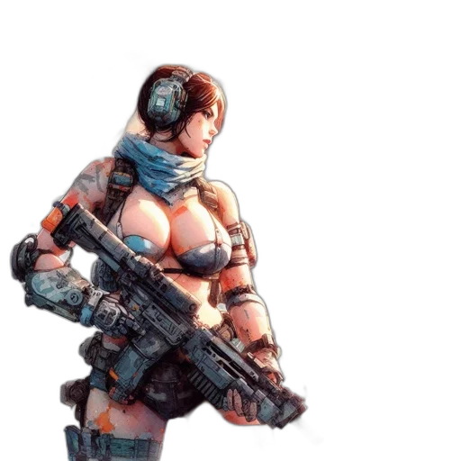 robot, weapon, jacket, concept art transparent PNG cut-out