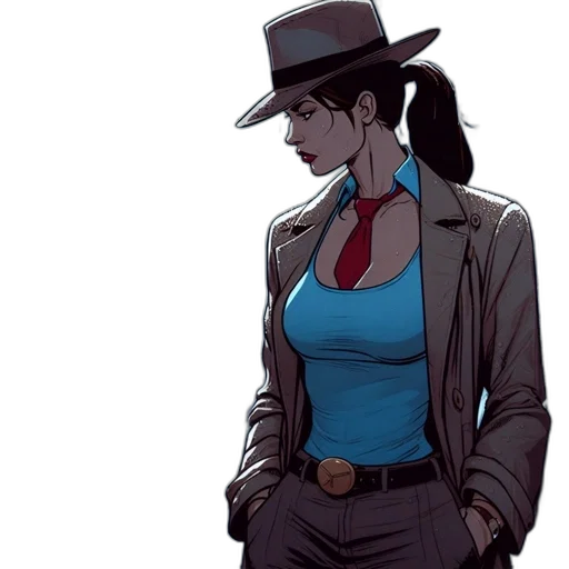 jacket, hat, comic book art, concept art transparent PNG cut-out