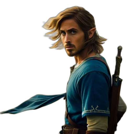 staff, sword, hair, face transparent PNG cut-out