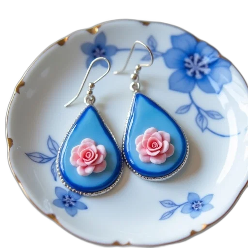 jewelry, pair, earrings, blue transparent PNG cut-out
