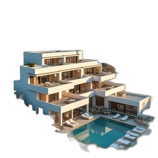 building, 3d render, photorealistic, concept art transparent PNG cut-out