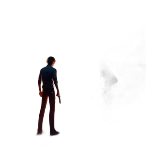 jacket, robot, staff, weapon transparent PNG cut-out