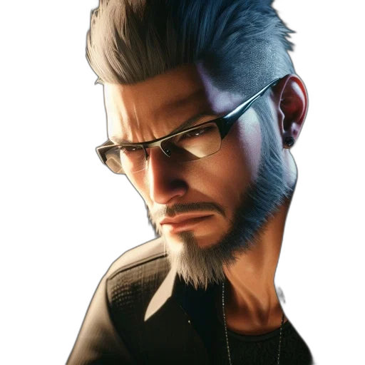 face, jacket, staff, cyberpunk transparent PNG cut-out