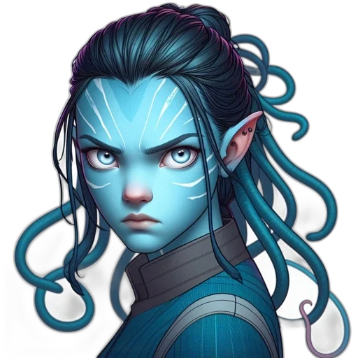 face, staff, creature, fantasy art transparent PNG cut-out