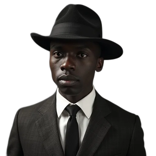 hat, staff, face, photorealistic transparent PNG cut-out