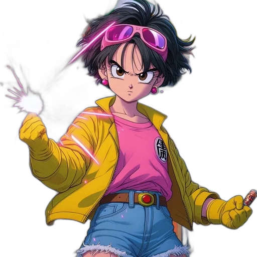 jacket, staff, weapon, hair transparent PNG cut-out
