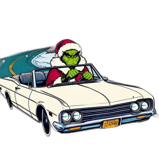 car, concept art, grouchy, santa transparent PNG cut-out