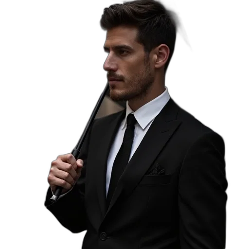 staff, jacket, umbrella, face transparent PNG cut-out