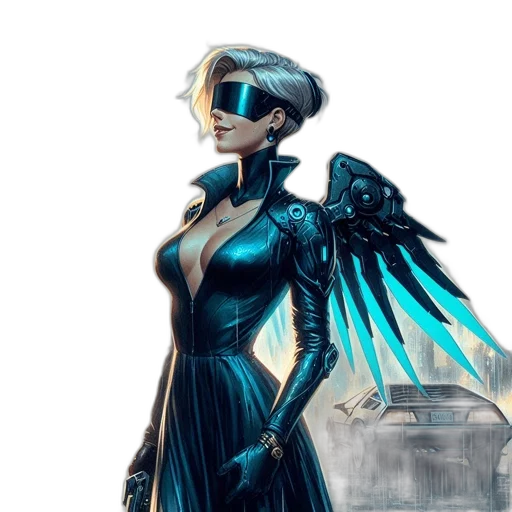 robot, concept art, cyberpunk, fantasy art transparent PNG cut-out