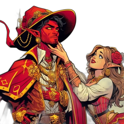 comic book art, concept art, red, two transparent PNG cut-out