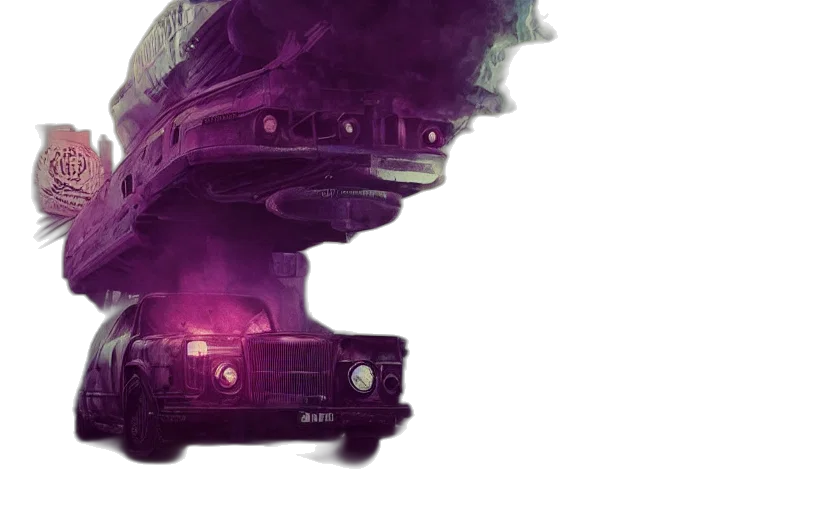 car, concept art, cyberpunk, fantasy art transparent PNG cut-out