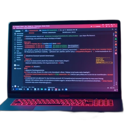 cyberpunk, 3d render, neon lights, red transparent PNG cut-out