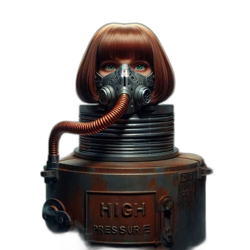 robot, mask, bottle, hair transparent PNG cut-out