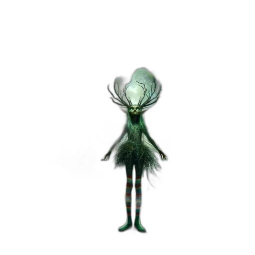 creature, staff, dress, hair transparent PNG cut-out
