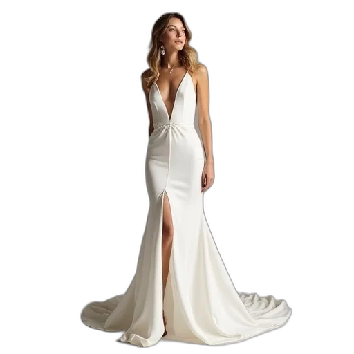 dress, evah, wore, plunging transparent PNG cut-out