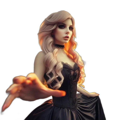 dress, staff, fantasy art, concept art transparent PNG cut-out