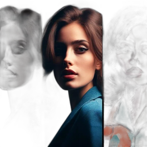 face, photorealistic, concept art, oil painting transparent PNG cut-out