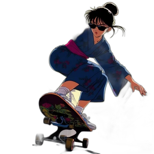 concept art, anime, photorealistic, vaporwave transparent PNG cut-out