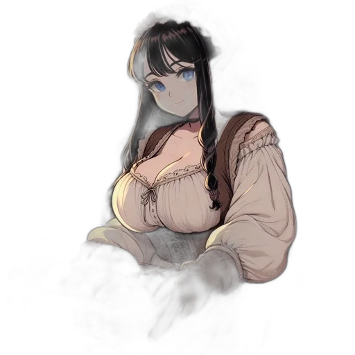 dress, staff, face, creature transparent PNG cut-out