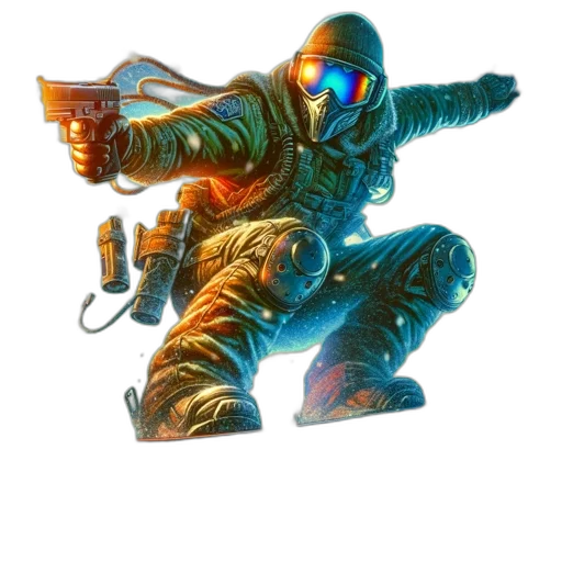 robot, weapon, jacket, staff transparent PNG cut-out