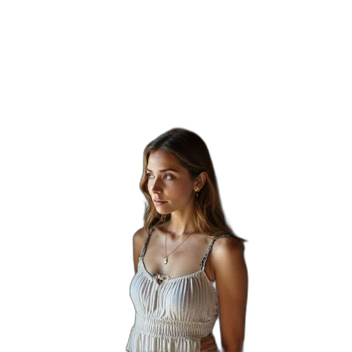 dress, jewelry, staff, face transparent PNG cut-out