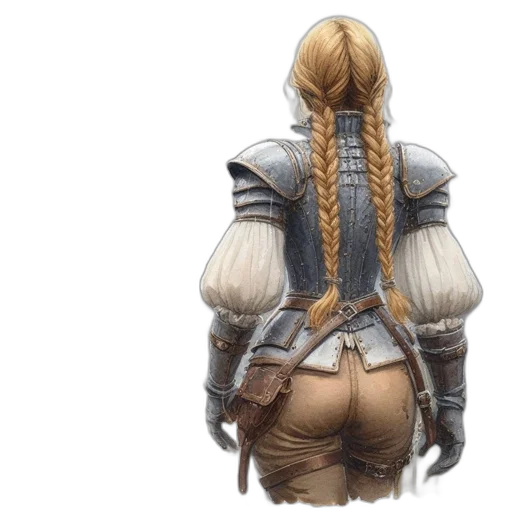 jacket, hair, dress, staff transparent PNG cut-out