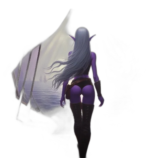 dress, creature, staff, mask transparent PNG cut-out