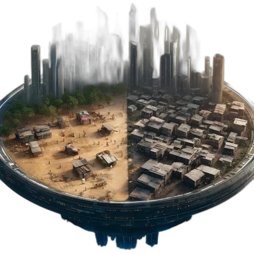 concept art, 3d render, floating, city transparent PNG cut-out