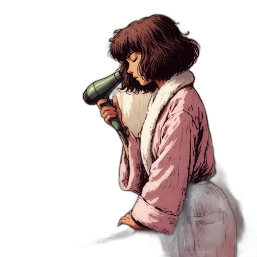 staff, hair, jacket, weapon transparent PNG cut-out