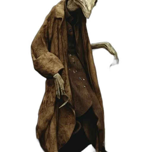 jacket, mask, staff, creature transparent PNG cut-out