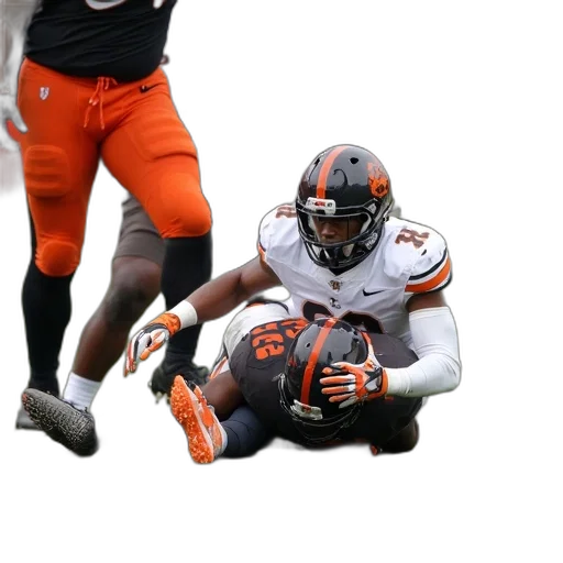football, player, being, tackled transparent PNG cut-out