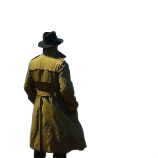 jacket, hat, staff, sword transparent PNG cut-out
