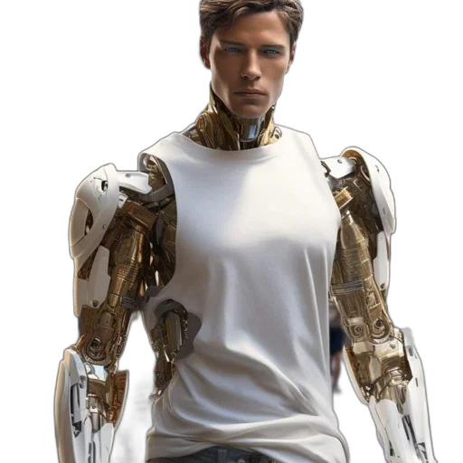 robot, jacket, concept art, 3d render transparent PNG cut-out