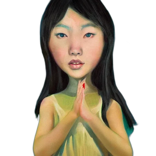 face, dress, oil painting, photorealistic transparent PNG cut-out