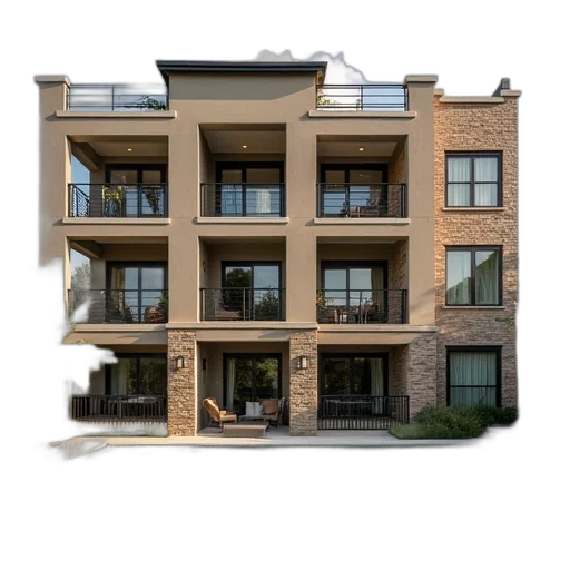 building, 3d render, photorealistic, apartment transparent PNG cut-out