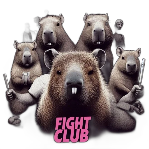 concept art, capybaras, wielding, knives transparent PNG cut-out